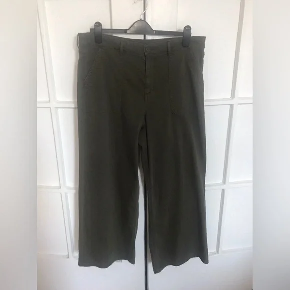 New American Eagle Super High Rise Baggy Wide Leg Jeans Olive Green 16 Short - Picture 3 of 7